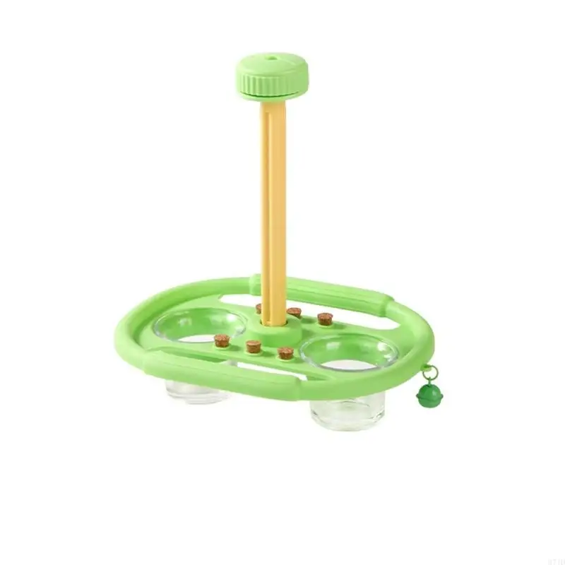 Bird Rotation Toy with Feeding Cup Rotating Bird Perch Toy Bird Cage Accessories Interactive Rotation Parakeets Toy 37JD