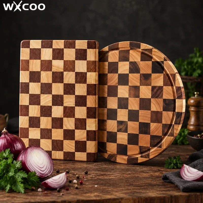 WXCOO Acacia Wood Cutting Board 12 Inches Wooden Round Kitchen Chopping Serving Board for Vegetables Cheese x12