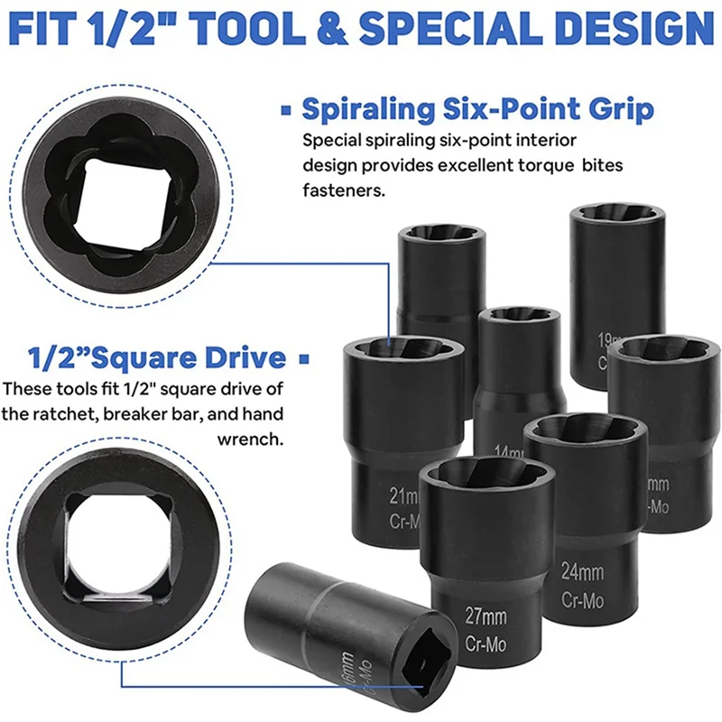 

AUAU-9Pcs Set Nut Extractor Damaged Incomplete Screw Nut Extractor Broken Wire Extractor