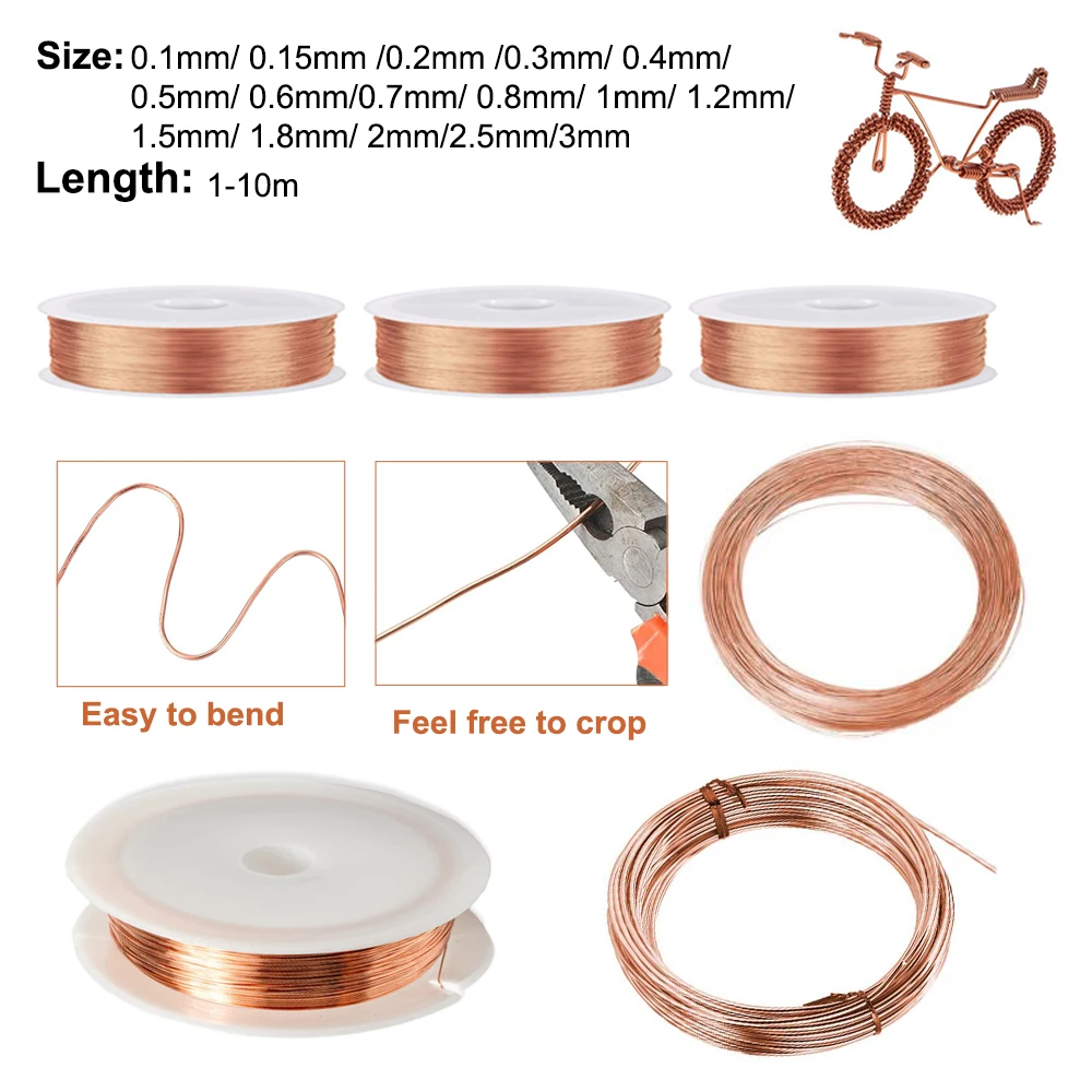 10M~1M Pure Copper Wire Copper Coil Conductive Copper Wire, Bare Copper Wire, 0.1/0.15/0.2/0.3/0.5/0.8/1/1.2/1.5/1.8/2/2.5/3mm