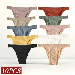 10Pcs/Set Women Seamless Panties Ribbed Underwear Sexy Lingerie High Leg Cut Female Sports Underpants Femme Thongs