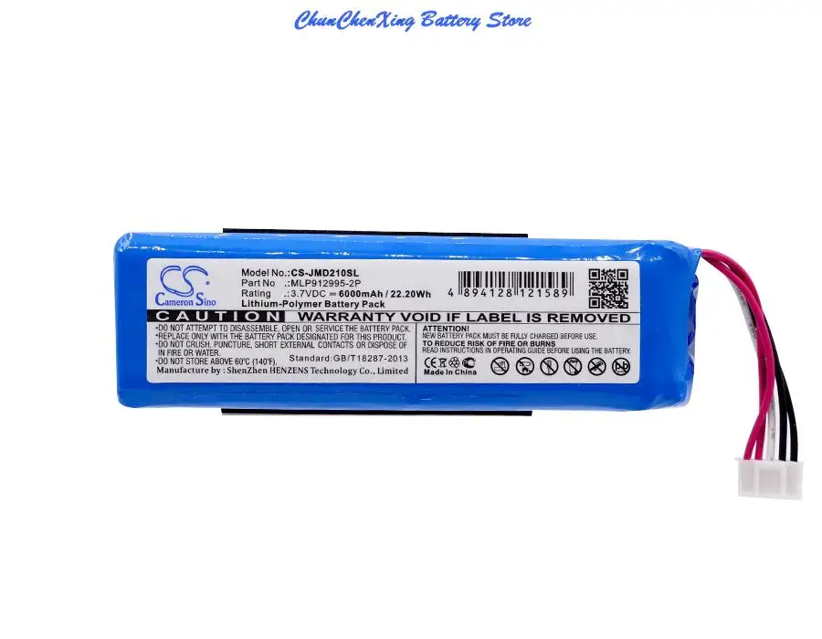 Cameron Sino 6000mAh Battery MLP912995-2P for JBL Charge 2 Plus, Charge 2+, check the place of 2 red wires and 2 black wires