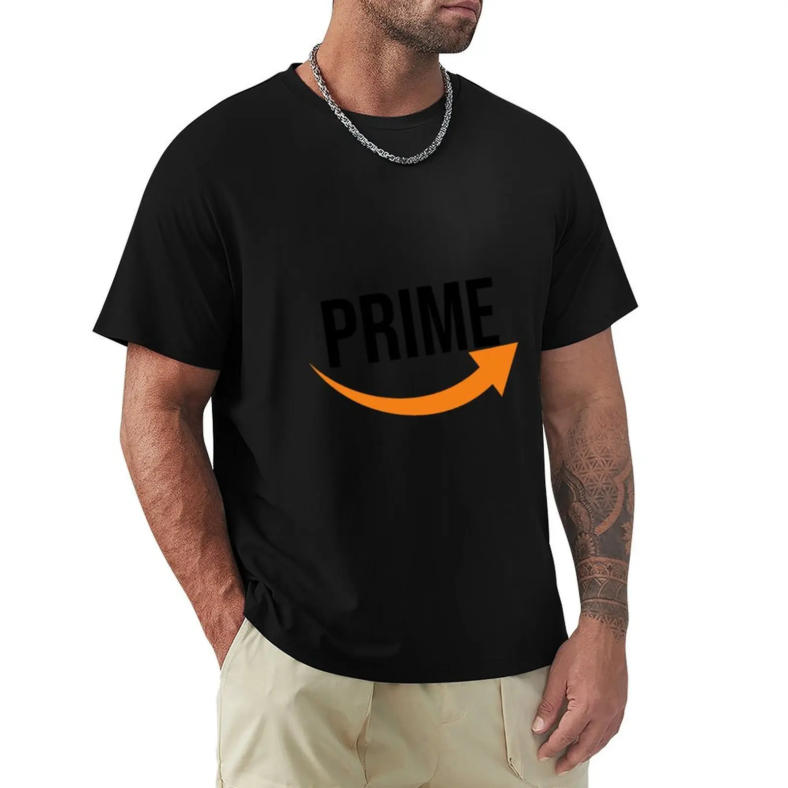 

Amazon logo, prime logo T-Shirt Big and Tall Crew Neck Tee