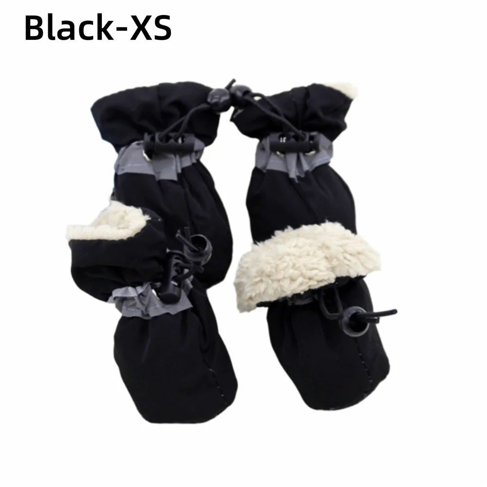 4Pcs Anti-Scratch Pet Dog Shoes Strong Grip with Reflective Trim Pet Protection Shoes Does Not Fall Off Wear-Resistant