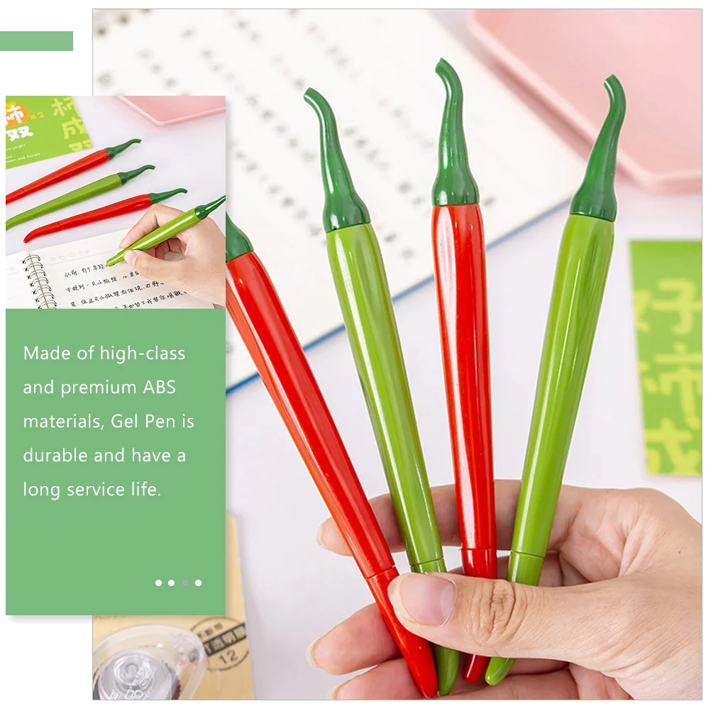 12 Pcs Stationery Highlighter Gel Pen Student Man Peppers Chili Themed Ink Witg Shape Abs Fine Point Pens Journal