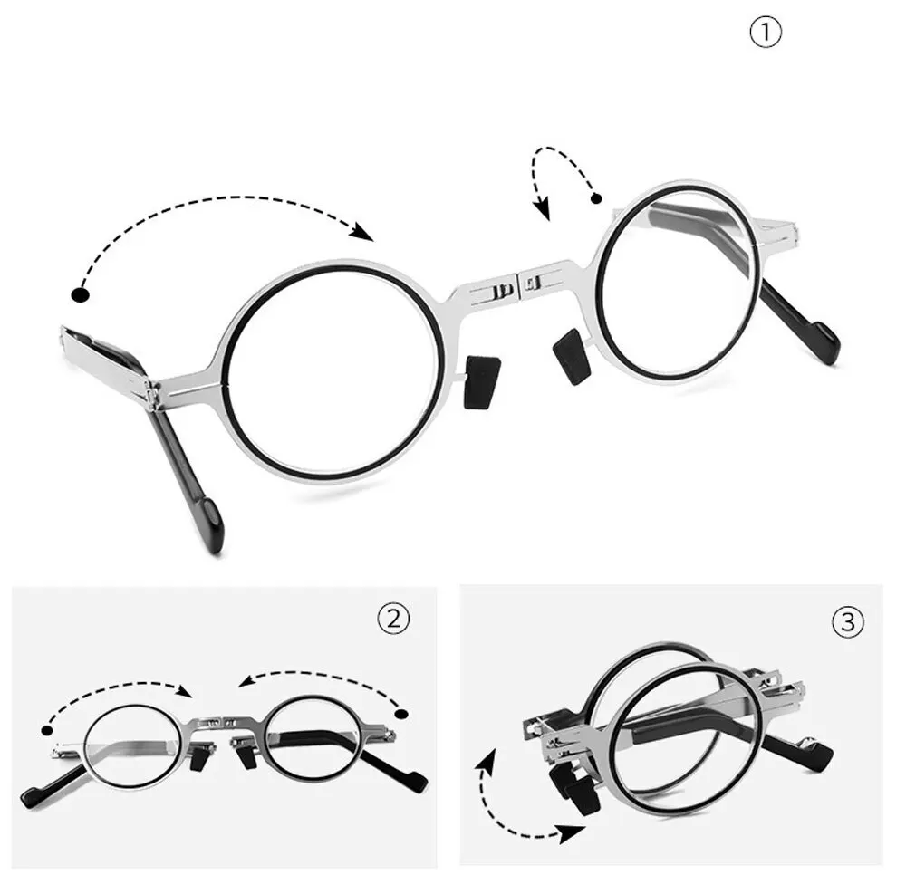

HD Folding Reading Glasses Men Water Dust Resistant Lenses Portable 3-Step Compact Design Reading Glasses Women +0.75 TO +4