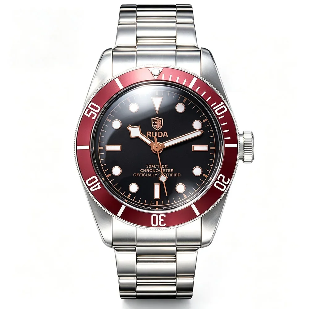 2027 New Vintage Diving Watch For Men Sweep Second Movement Wristwatch Luminous Waterproof Stainless Steel Bracelet