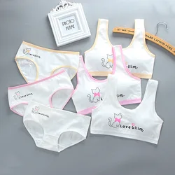 Girls' Bra Underwear Set Cotton Tank Top Children's Bra Summer Breathable and Comfortable Girls' Underwear Set 10 12 14 Years