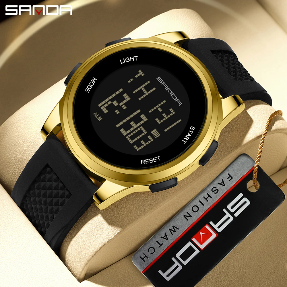 SANDA 9067 Male Electronic Clock Digital Watch Men Military Army Sport Wristwatch Top Brand Luxury LED Stopwatch Waterproof