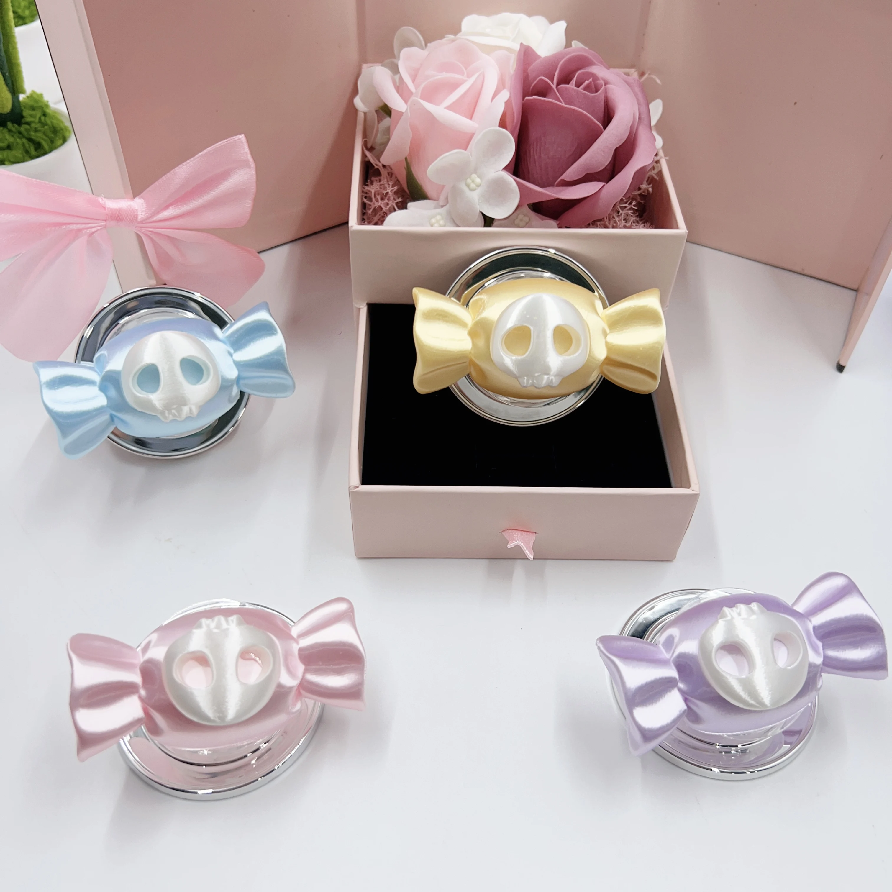 New 3D Cute Macaron Candy Phone Grip Pearlescent Stand for iPhone 18 17 16 15 14 13 Foldable Magnetic Ring Holder