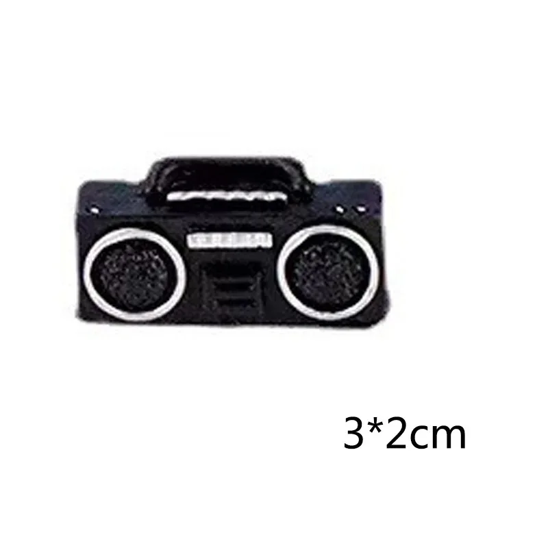 10 pçs mini diy resina retro preto rádio telefone 3d esculturas estatuetas decoração do quarto estátuas jóias figuras decorativas em miniatura