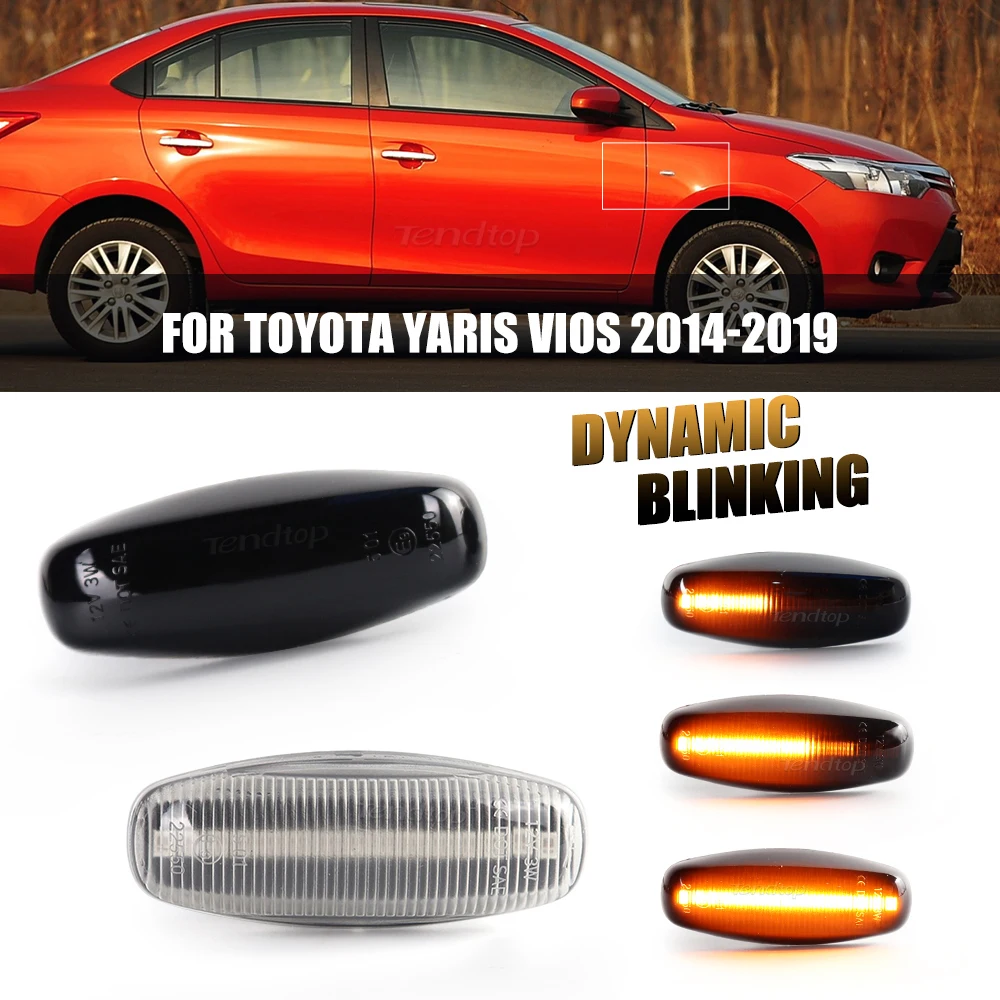 Led  Smoked Lens Amber Fender Side Marker Lights Sequential Turn Signal  for Toyota Yaris Vios 2014 -2019