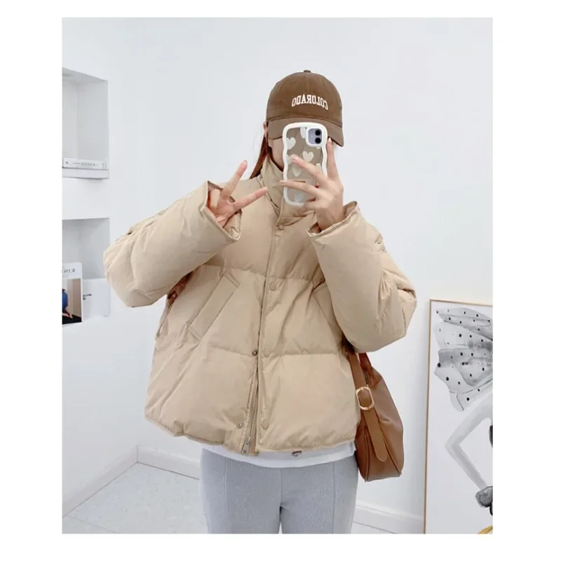 Women\'s Short Thickened Down Cotton-padded Jacket Women\'s 2024 New Korean Style Sweet Bread Clothing Casual Warm Jacket