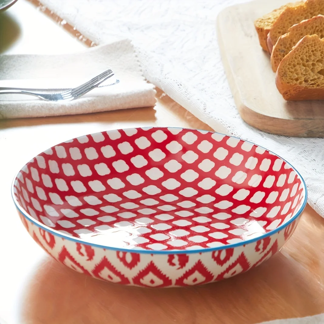 

6pcs Ceramic Pasta Bowl Set, 36oz Stoneware Serving Bowls for Kitchen, Oven Safe Ceramic Shallow Bowls for Salad, Assorted Colors