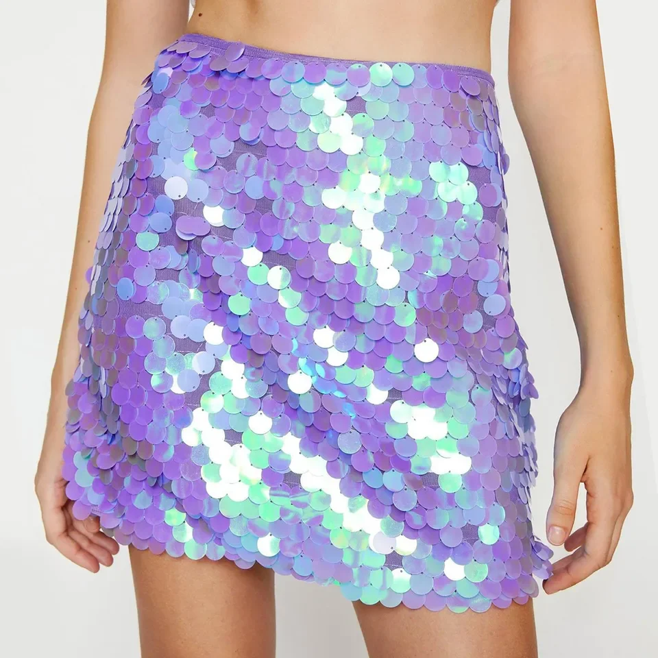 Sequin Midi Skirt For Women White Wrap Buttocks Skirt For Women Carnival Performance Tutu Skirt For Girls Women Skirts