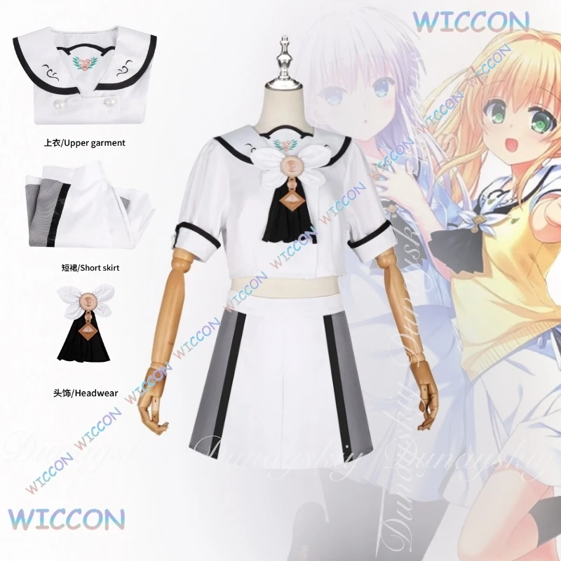 Cos c verão bolsos jogo ao sorakado e tsumugi wenders cosplay com branco amarelo jk com perucas azuis amarelas traje cosplay