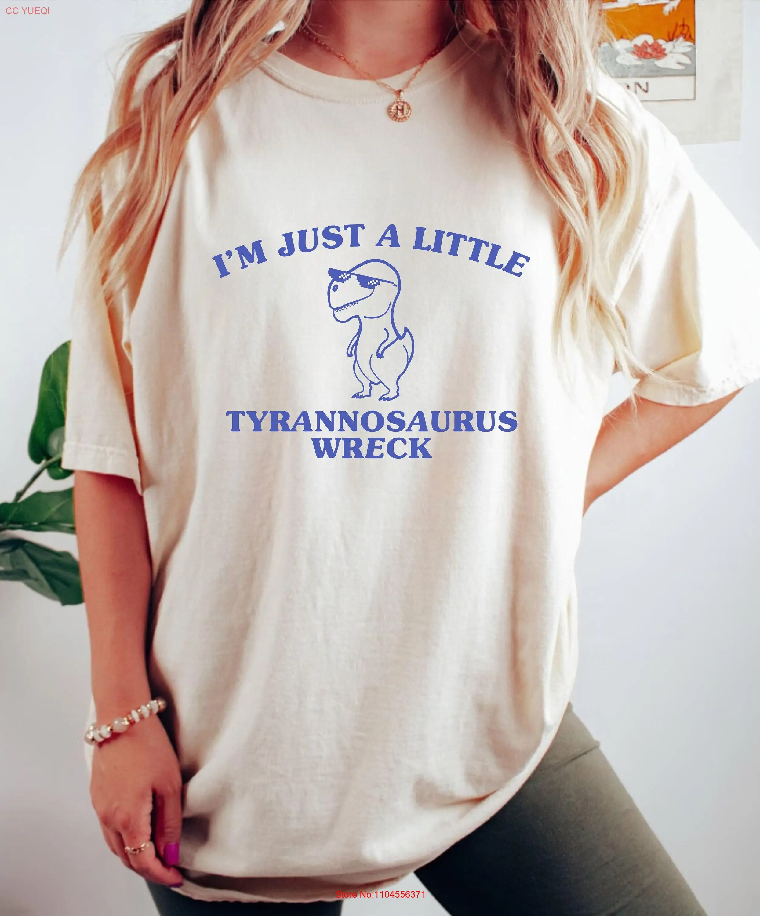 Tyrannosaurus Wreck Meme T Shirt Weirdcore Punny That Go Hard Sarcastic Ironic Weird ADHD long or short sleeves