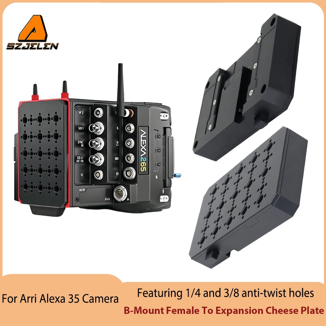 

New Type B-Mount battery expansion cheese plate for Arri Alexa 35,Featuring 1/4 and 3/8 anti-twist holes