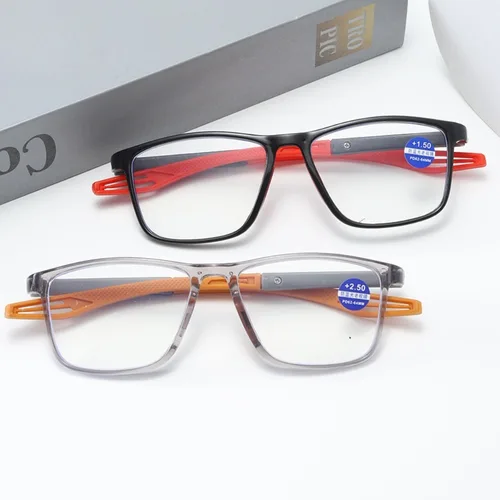 Gafas de lectura deportivas TR90 para hombre, gafas ultraligeras antiluz azul para presbicia, gafas ópticas para hipermetropía, dioptrías