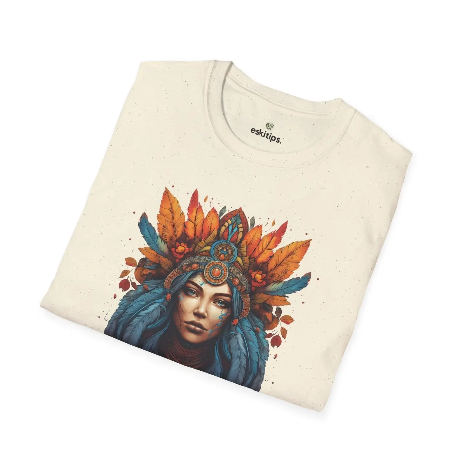 

Tribal Goddess Feathered Art T-Shirt – Vibrant and Mystical Design