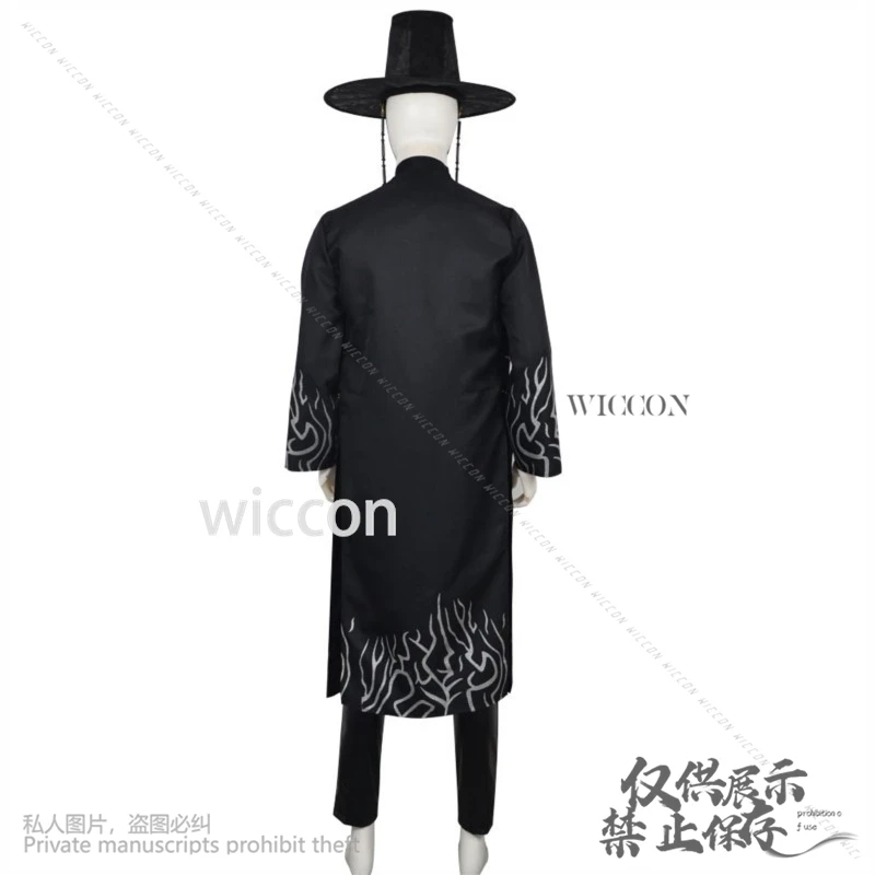 أنيمي فيلم Kpop شيطان ساجا بوي تأثيري جينو القوطي زي الكورية المعبود طويل أسود موحدة قبعة الوشم الدعامة وسيم هالوين كوسبفلي