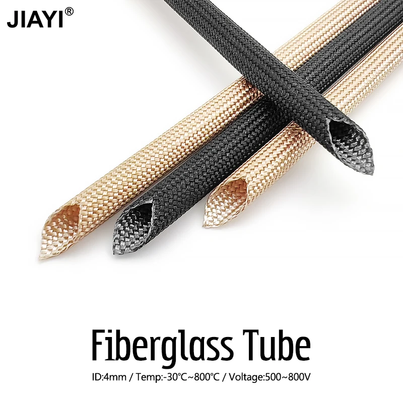 5Meter Fiberglass Tube 4mm Cable Sleeve Chemical Alkali Free Fiber Braided Sleeving High Temperature Insulated Wire Protect Hose