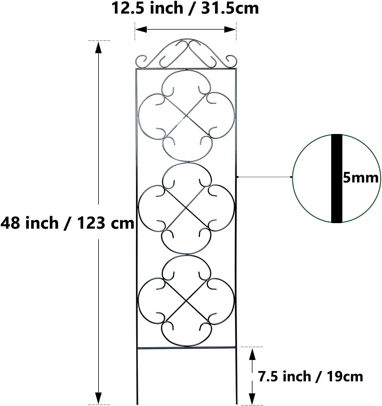 تعريشة الحديقة 4 عبوات 48 بوصة ارتفاع × 12.5 بوصة عرض تعريشة تسلق النباتات المعدنية مناسبة للنباتات ذات الأصياد نباتات التسلق الداخلية والخارجية