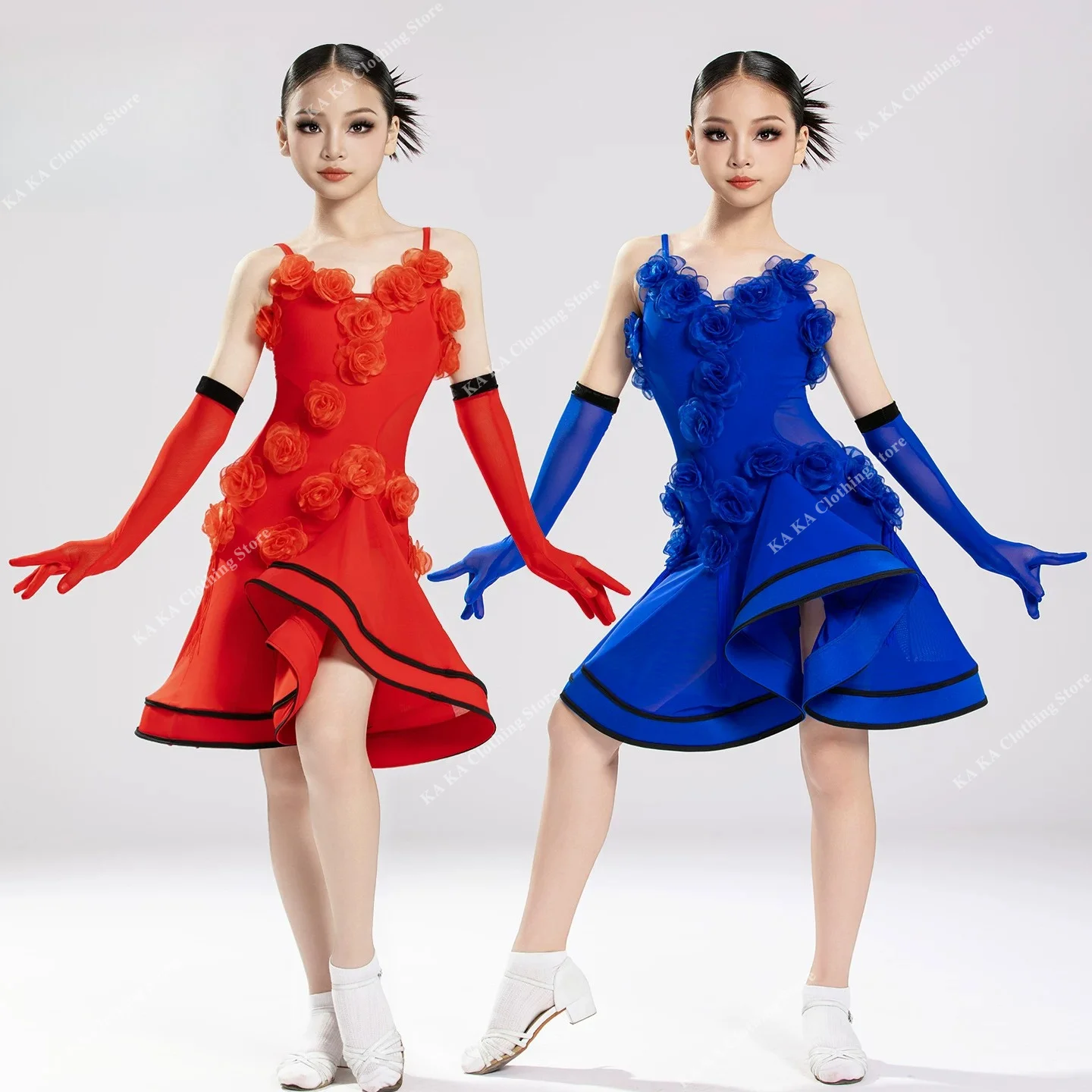 Rumba Tango Latin Dance Dress Girls Samba Dance Skirt Dance Costume Girls Latin Practice Dress Kids Ballroom Dress Standard