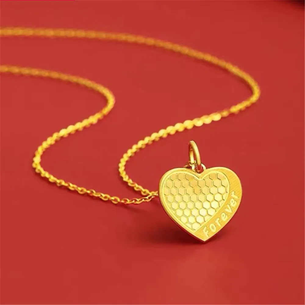 

Pure 999 24k Yellow Gold Men Women Lucky Heart Pendant 2.2-2.3g