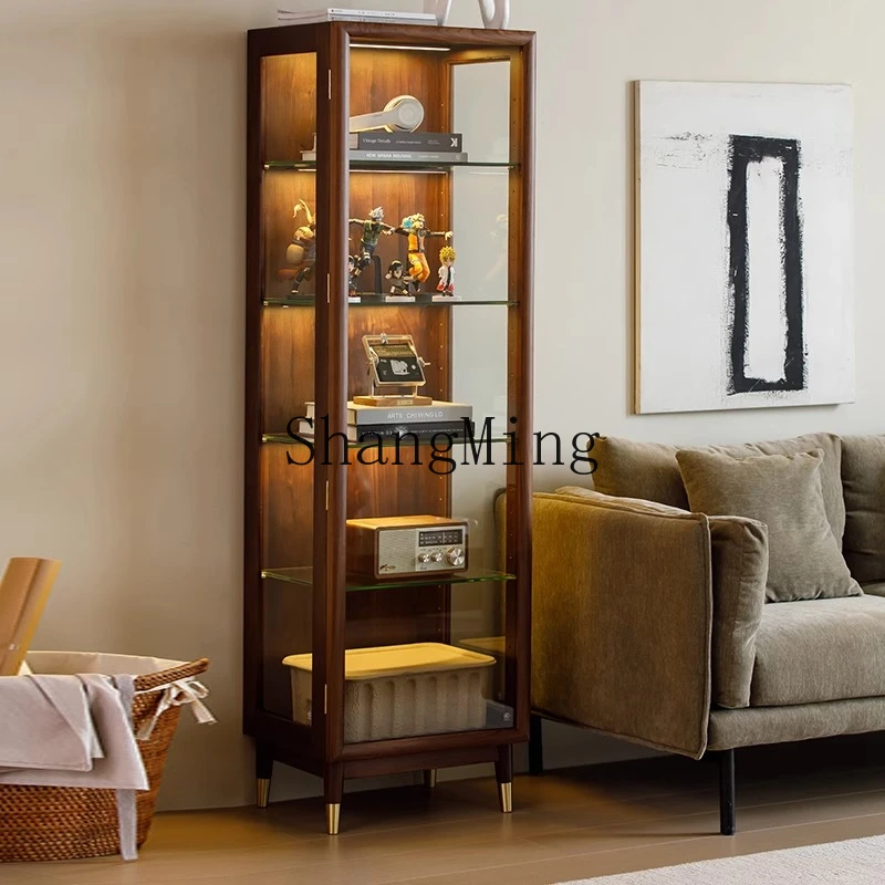 

ZYY black walnut display cabinet all solid wood locker living room simple modern TV cabinet