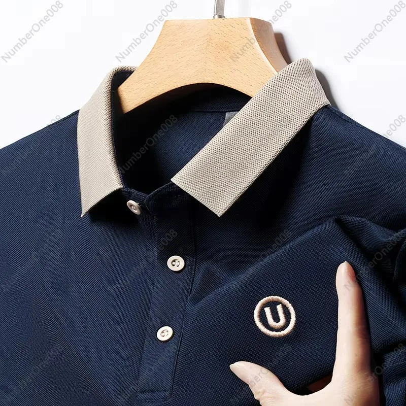 

Summer Short-sleeved T-shirt Men's Lapel Letter Embroidered High-end Paul POLO Shirt Loose Men's T-shirt Summer Top