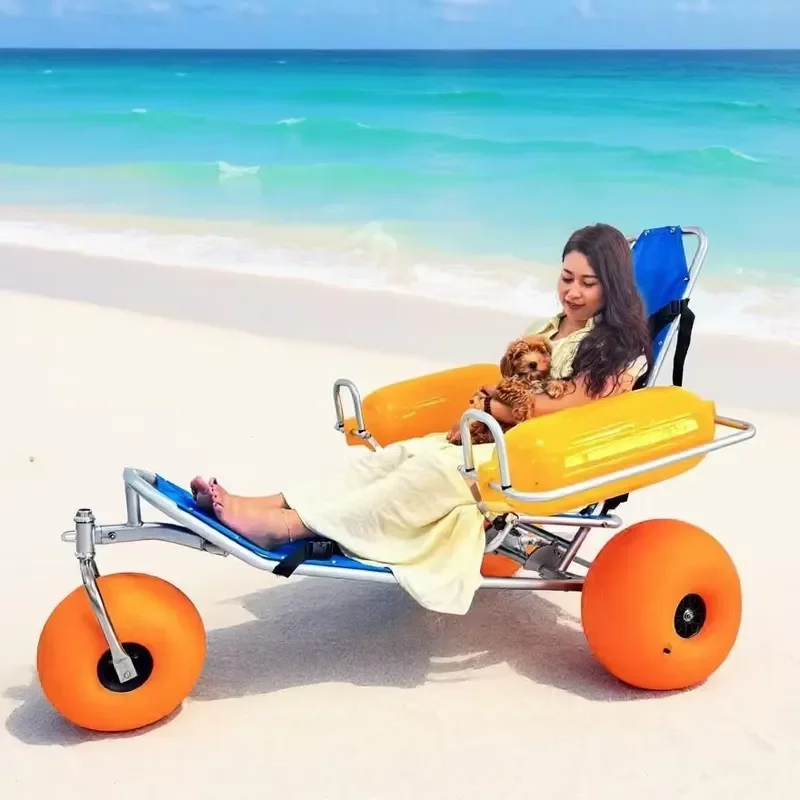 Floating Beach Wheelchair, Balloon Tires for Water Sand, Lightweight Wheelchair Smooth Movement