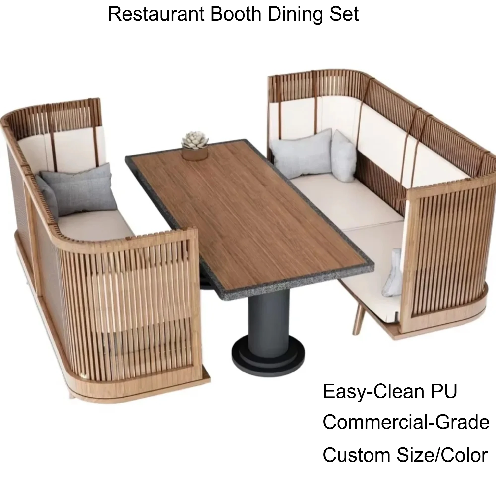 Restaurant Booth Dining Set – Café Table with 2 Upholstered Booth Seats, Commercial Seating for Coffee Shop