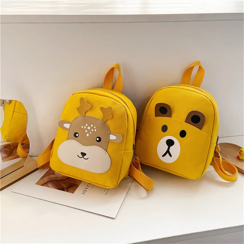 Cute Cartoon Deer Girls School Bags Yellow Nylon Children Backpacks For Kindergarten School Students Schoolbag Kids Satchels