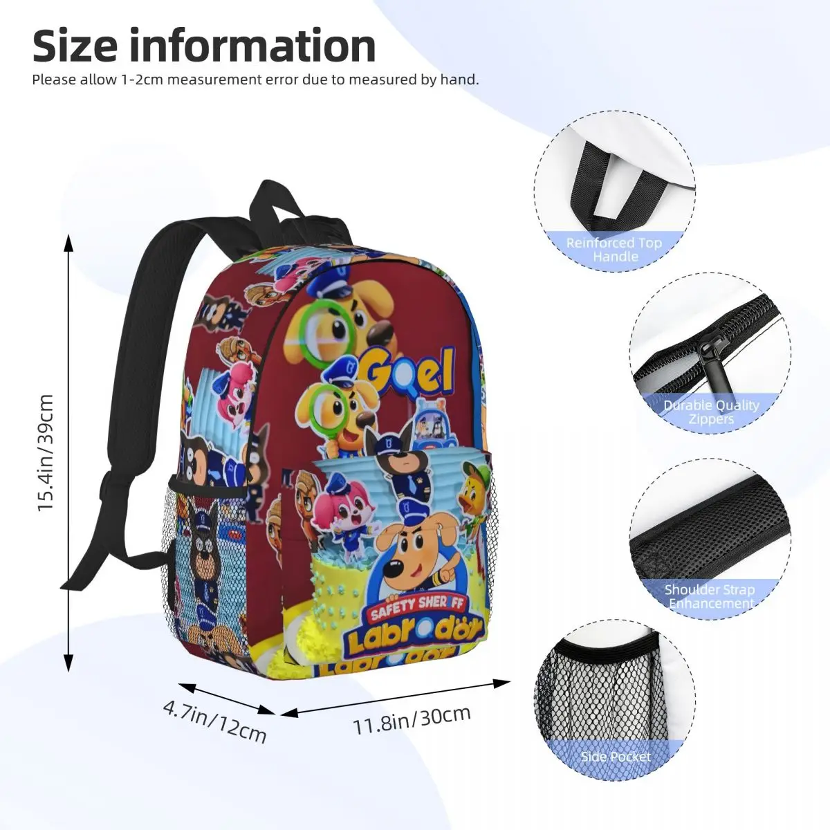 Bolo Detetive Labrador Salete Sheriff Labrador Backpack Student Boys Girls BookBag Men Women School Bag Laptop Shoulder Bags