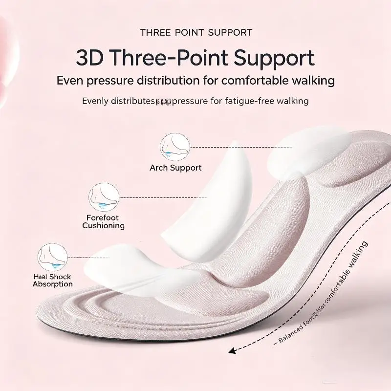 4D-Memory-Schaum-Orthopädische Einlegesohlen für Schuhe, für Damen und Herren, bei Plattfüßen, zur Unterstützung des Fußgewölbes, mit Massagefunktion, bei Plantarfasziitis, Sport-Einlegesohle. – Detail 6