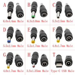 DC Power Connector 5.5x2.1mm Female Jack to Male Plug 6.0x4.4 6.3x3 5.5x2.5 5.5x1.7 4.8x1.7 4.0x1.7 3.5x1.35mm Adapter Converter