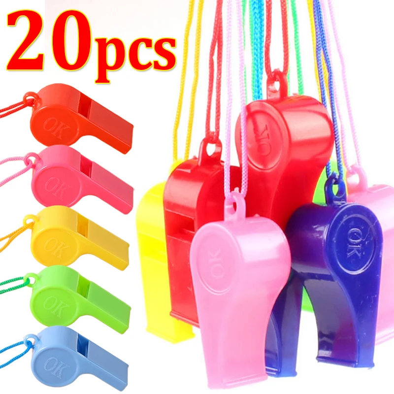 Mini Plastic Whistle Multifunction with Rope Kids Football Soccer Rugby Cheerleading Whistle Children Toys Birthday Party Gifts