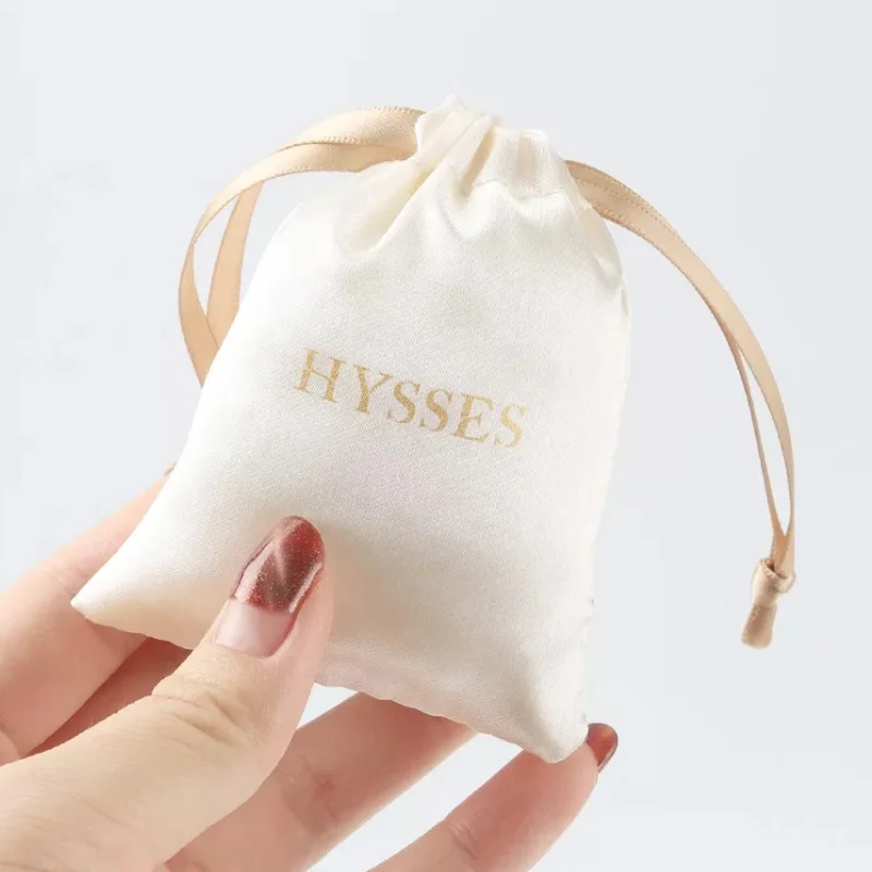 Custom Small Luxury Earring Ring 9x12cm 8x10cm Packaging Drawstring Satin Bag Pouch Jewelry