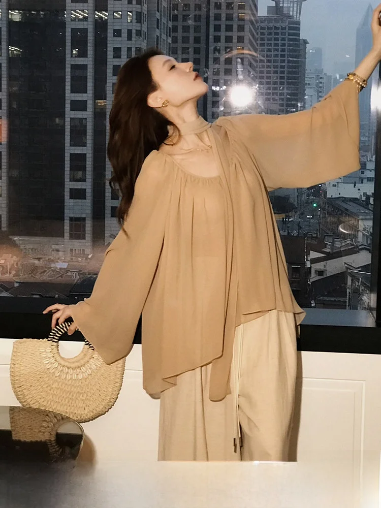 

Mijin Women's Cotton Linen Drawstring Wide Leg Pants High Waist Straight Tube Casual Trousers Original Linen Color Spring Design