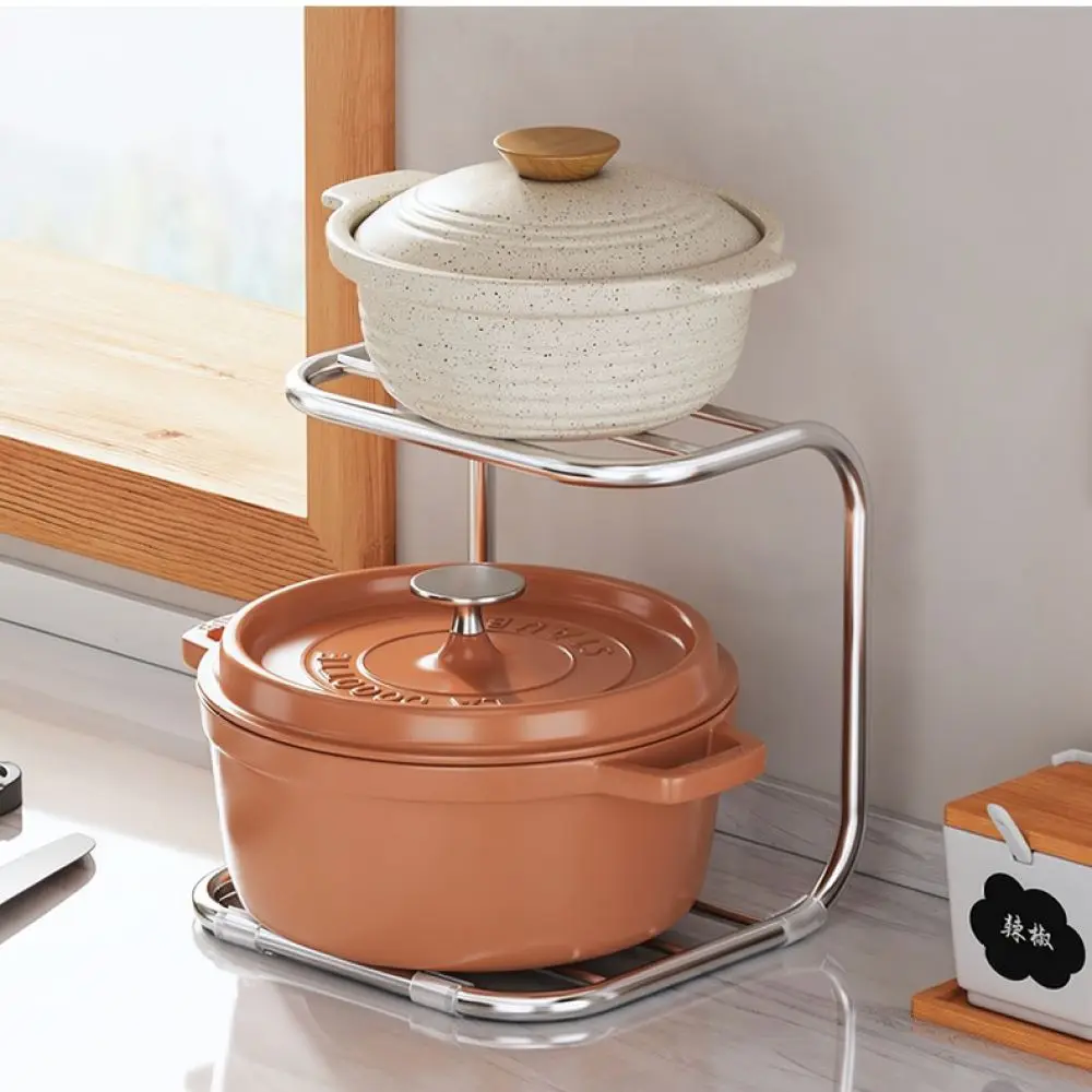 Kitchen Corner Pot Rack 304 Stainless Steel Organizer Shelf For Countertop Cabinet Storage Stand Durable Tool