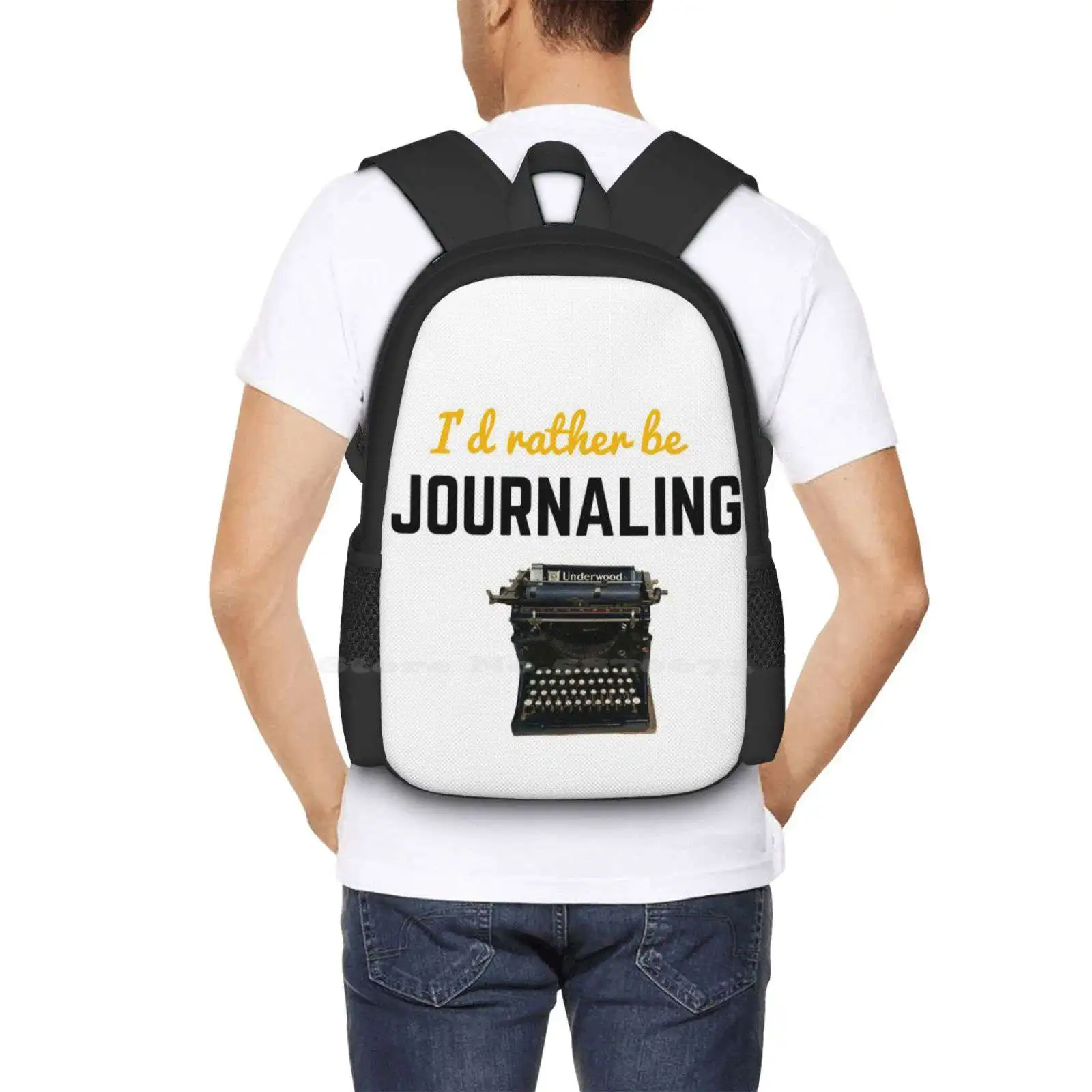 E'd piuttosto Be Journaling Pattern Design Bag zaino per studenti Id piuttosto Darksun Journaling Text Journaling Lover Funny Pun Fan