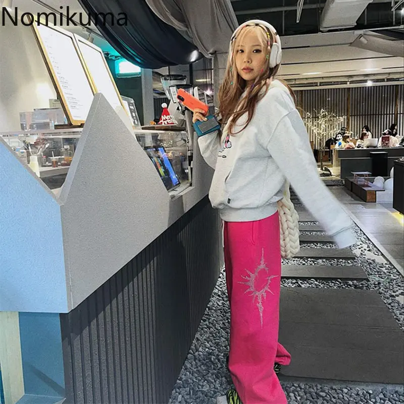 Imagem -05 - Nova Moda Feminina Calças de Moletom Harajuku Casual Calças Perna Larga Y2k Pantalon Femme 2023