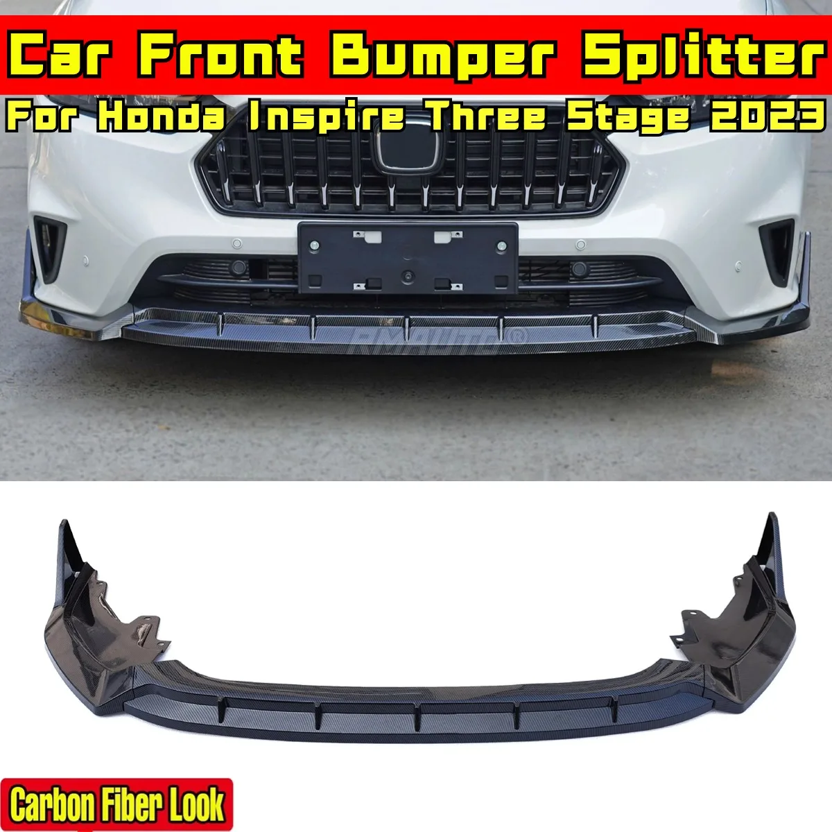 For Honda Inspire 2023 Body Kit Front Bumper Splitter Lip Carbon Fiber Look Sport Style Bumper Diffuser Spoiler Car Accessories