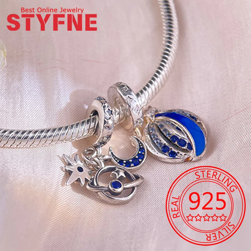 

925 Sterling Silver Star Star Moon Shooting Star Charm Beads Fit Bracelet Necklace Accessories Beads Making Fine Jewelry Gifts