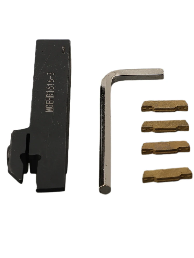 Carbide Insert Tool Holder MGEHR1616-3 with 4 MGMN300 Cutting Tips for Reliable Lathe Turning and Parting Functions