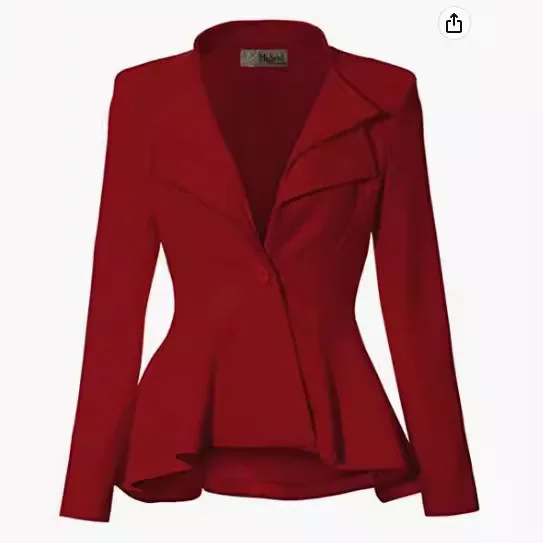 Casaco feminino de escritório com lapelas entalhadas duplas e ombros afiados