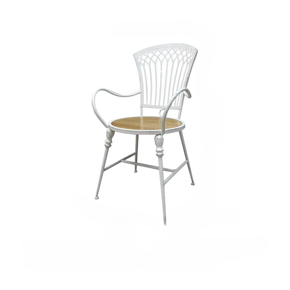 INNOVA rustic accent nordic style metal and wood white wedding event dinning chairs with detachable legs