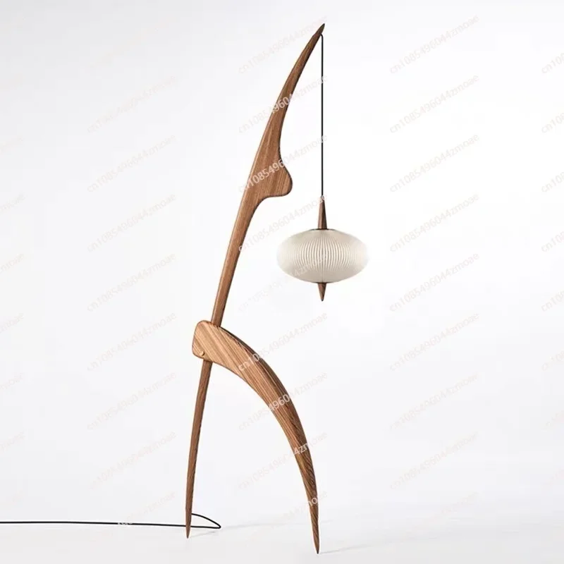 Solid wood living room floor lamp Wabi Sabi retro style homestay study room bedroom creative bedside reading desk lamp