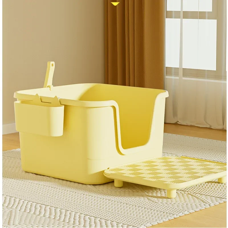 Large Cat Litter Box Integrated Open Cats\' Sandbox Enhanced Splash Prevention Kitten Toilet Practical Versatile Pets Supplies